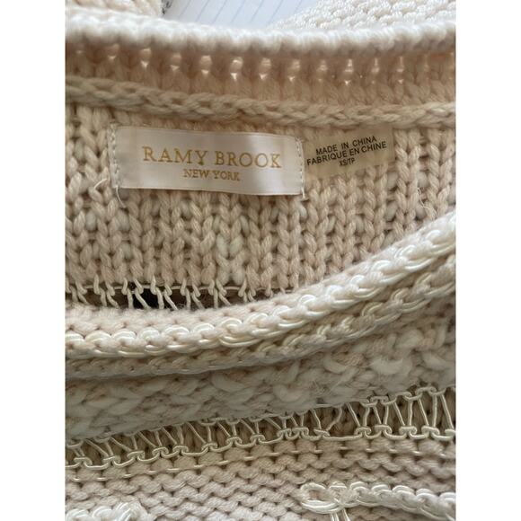 Ramy Brook Wool Fringe Cream Jessica Pullover Sweater‎ - Picture 13 of 14